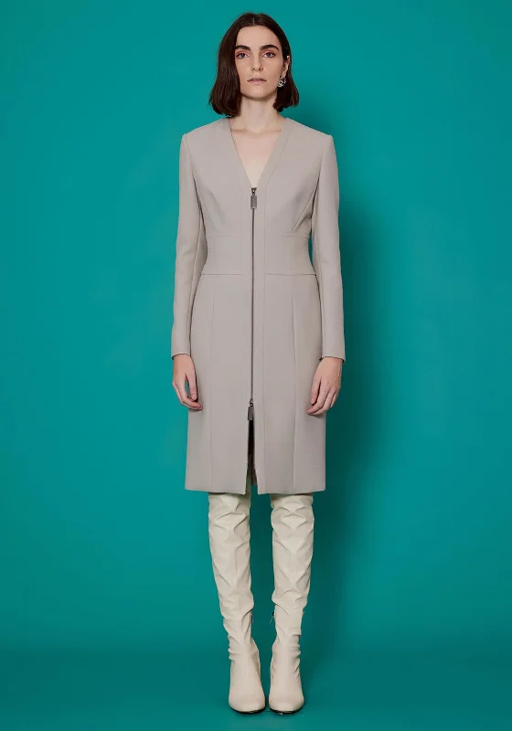 Get More, Spend Less – Shop Now!Birelin Structured Zip Front Knee Length Dress, Stone