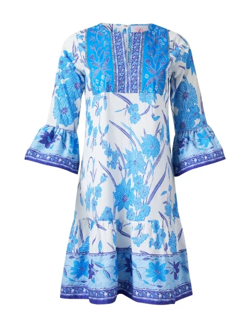Steals and Deals Await!Blue and White Print Dress