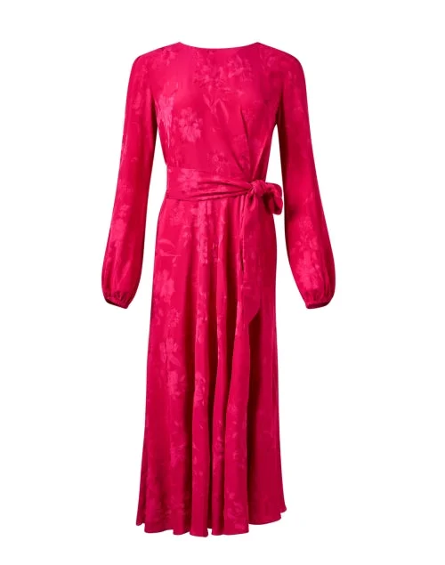 Upgrade for Less!Callie Magenta Floral Jacquard Dress