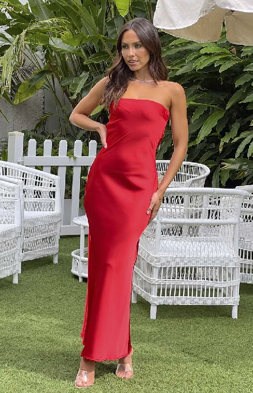 Buy More, Save More!Cassander Red Strapless Maxi Dress