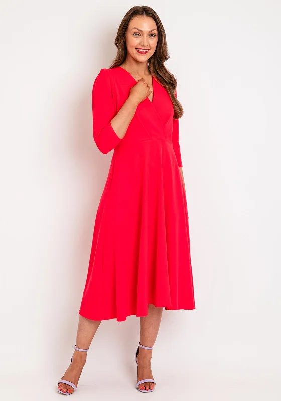 Shop Today, Save Tomorrow!Castings V-Shape Neckline A-Line Dress, Fuchsia
