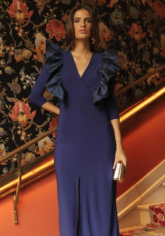 Your Favorite Items on Sale Now!Cayro Moon Taffeta Ruffle Detail Maxi Dress, Azule