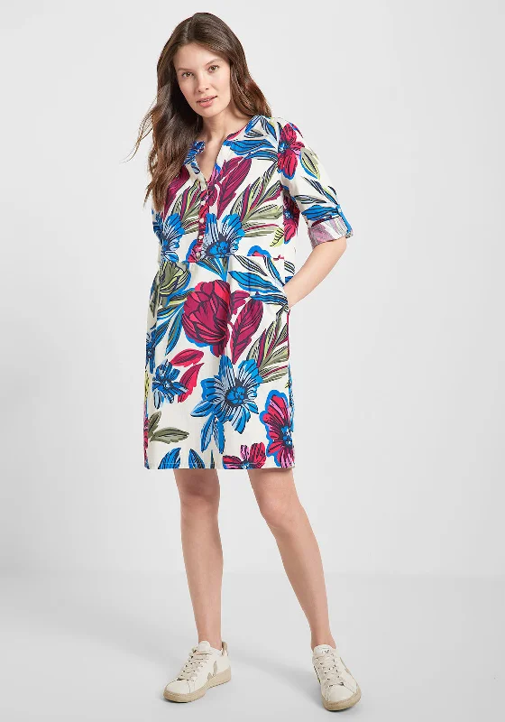 Save More with Every Purchase!Cecil Floral Print Mini Smock Dress, White & Blue Multi Save More with Every Purchase!Cecil Floral Print Mini Smock Dress, White & Blue Multi
