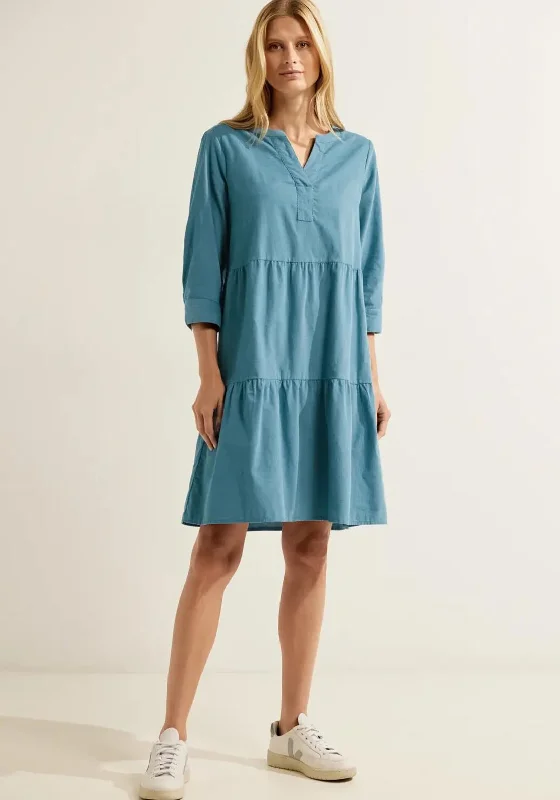 Limited-Time Price Drop!Cecil Corduroy Tiered Knee Length Dress, Adriatic Blue