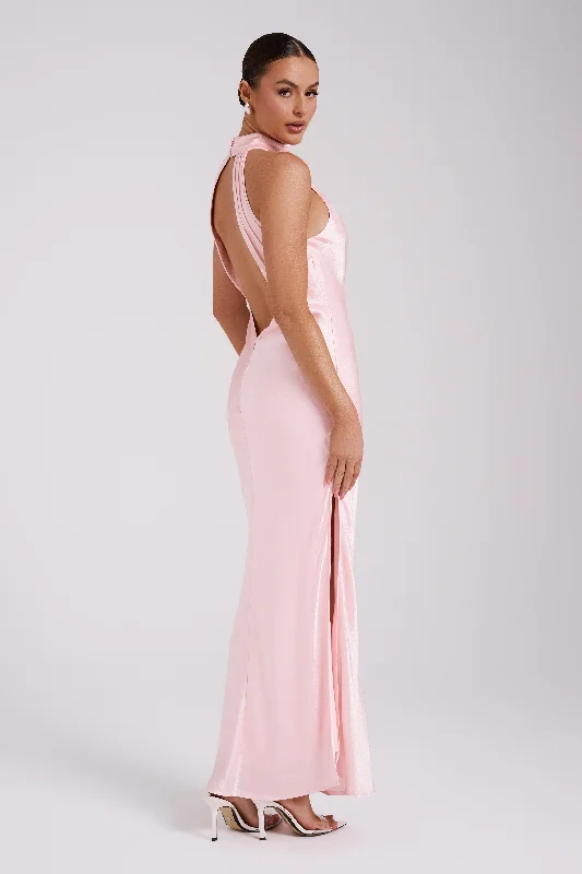 Enjoy Huge Discounts Now!Claire Satin Drape Back Maxi Dress - Rosewater