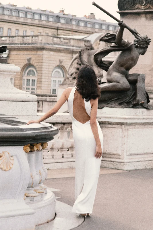 The Sale You’ve Been Waiting For!Claire Satin Drape Back Maxi Dress - White