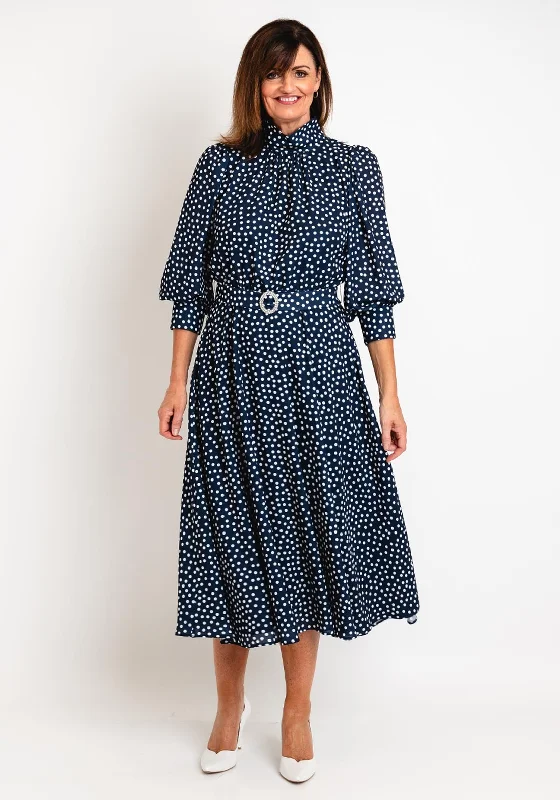 Exclusive Savings This Week!Claudia C Sofia Puff Sleeve Polka Dot Maxi Dress, Navy