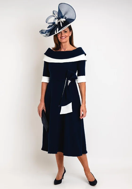 Today Only – Don’t Miss It!Claudia C Sylvia Embellished Bow Waist Midi A-line Dress, Navy Today Only – Don’t Miss It!Claudia C Sylvia Embellished Bow Waist Midi A-line Dress, Navy