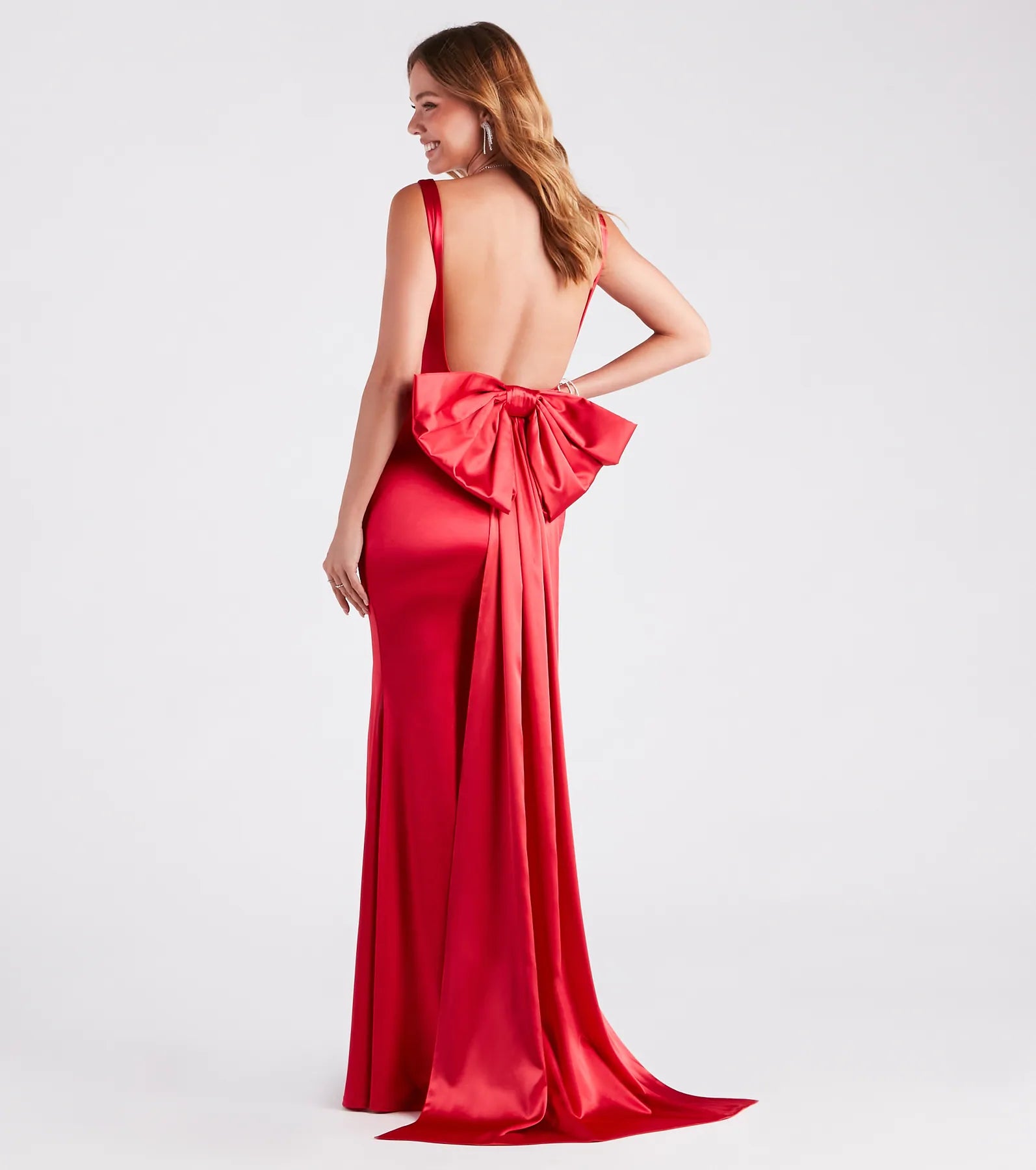 Biggest Sale of the Season!Dianna Formal Satin Bow Mermaid Dress