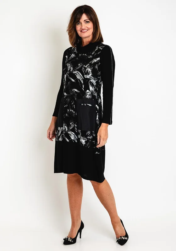 Shop More, Spend Less!Dolcezza Shimmer Splatter Print Smock Dress, Black Silver