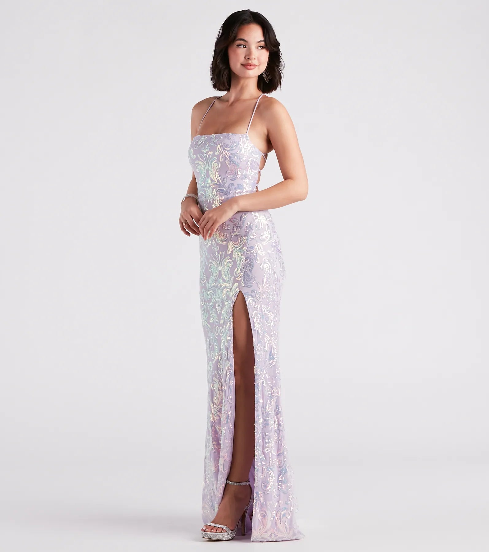 More Discounts, More Joy!Edlyn Sequin Laceup Mermaid Formal Dress