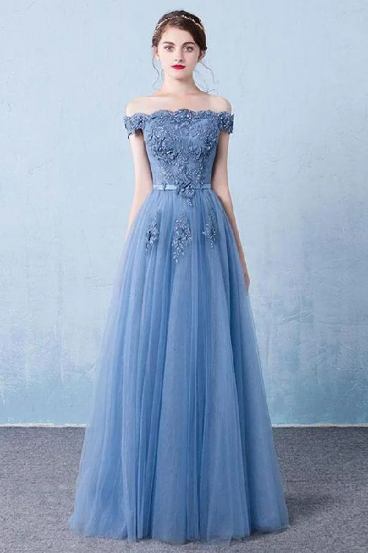 Time to Save Big!Elegant Tulle Lace Applique Long Prom Dress Blue Evening Dress PSK128 Time to Save Big!Elegant Tulle Lace Applique Long Prom Dress Blue Evening Dress PSK128