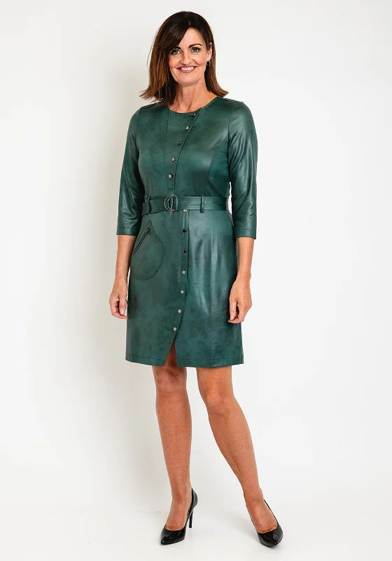Price Drops You’ll Love!Eva Kayan Leather Look Knee Length Pencil Dress, Forest Green