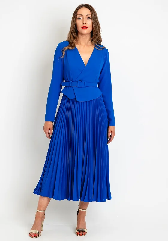 Huge Savings – Act Now!Exquise Pleated Skirt A-Line Maxi Dress, Royal Blue