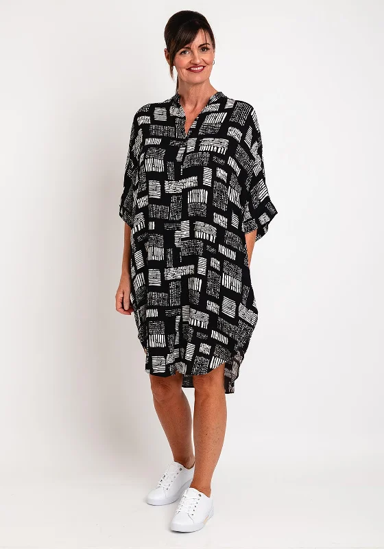 Great Deals, Just for You!Natalia Collection One Size Printed Midi Shirt Dress, Black Great Deals, Just for You!Natalia Collection One Size Printed Midi Shirt Dress, Black