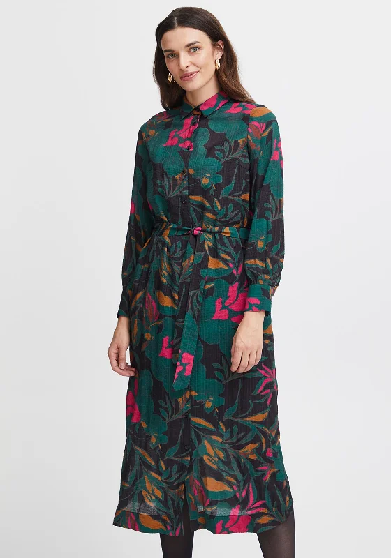 Get Ready to Save!Fransa Illi Woven Floral Midi Shirt Dress, Ponderosa Pine