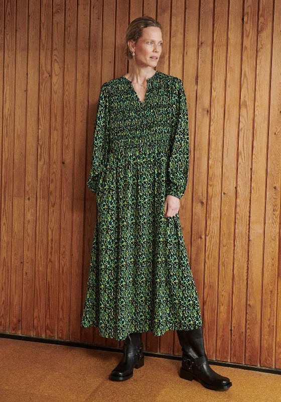 Score Big Savings Today!Fransa Watercolour Print Maxi Dress, Porcelain Green Mix