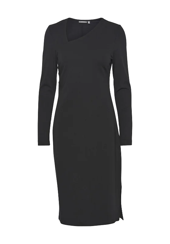 Hurry, Sale Ends Soon!Fransa Asymmetric Neckline Jersey Knee Length Dress, Black