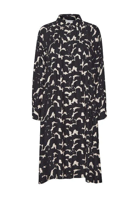 Huge Savings – Act Now!Fransa Nemmy Abstract Print Midi Shirt Dress, Birch Mix
