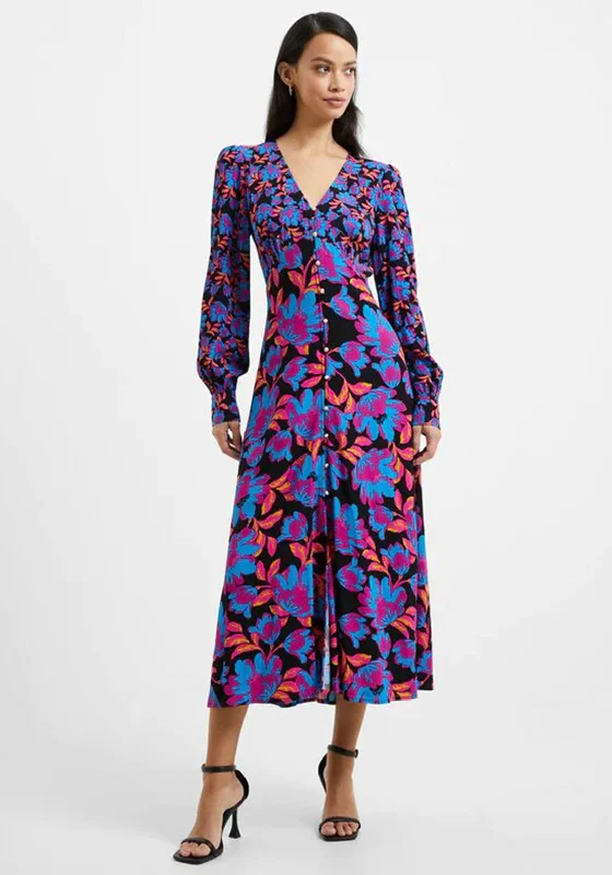 Save Up to 50% Off!French Connection Darla Eco Anita Drape Maxi Dress, Black Multi