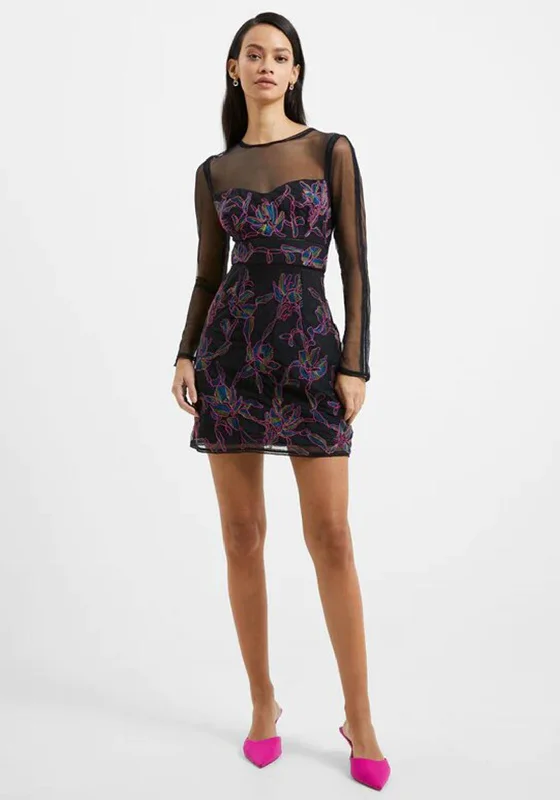 The Best Offers Are Here!French Connection Emilia Embroidered Mini Dress, Blackout