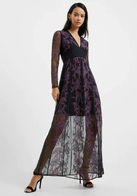 Get It Before It’s Gone!French Connection Emilia Embroidered Max Dress, Blackout