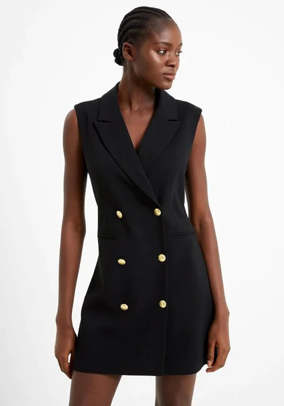 Today Only – Don’t Miss It!French Connection Whisper Sleeveless Tux Mini Dress, Blackout