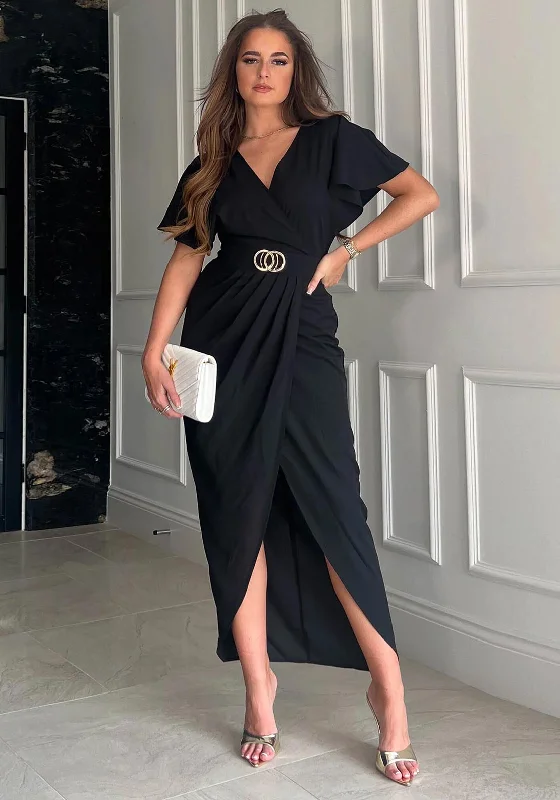 Only a Few Left – Order Now!Girl In Mind Aurora Buckle Detail Maxi Dress, Black