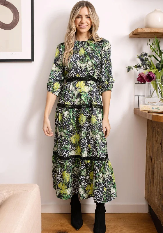 Buy More, Save More!Hope & Ivy Dora Floral Tiered Maxi Dress, Green and Black