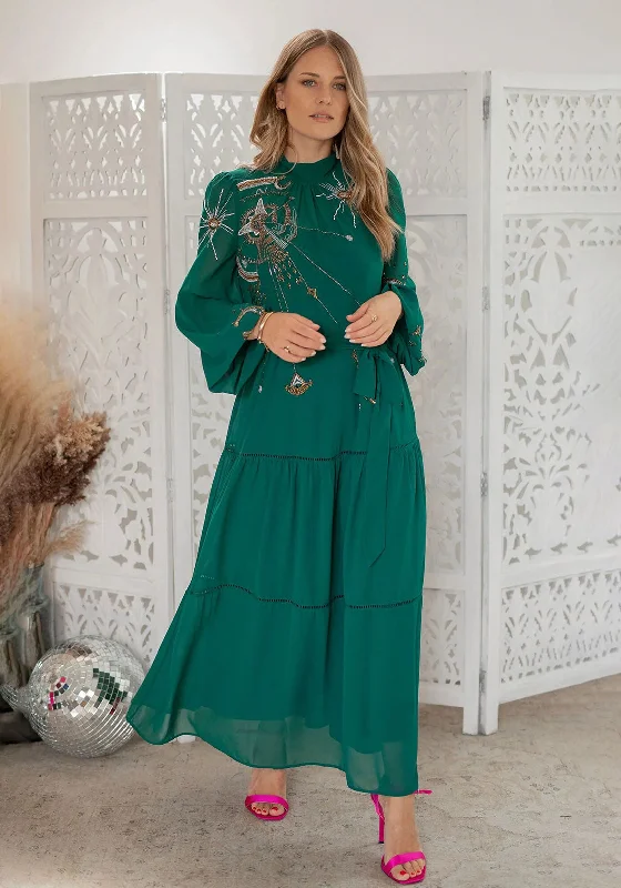 Everything Must Go!Hope & Ivy Nala Tie Waist Embellished Maxi Dress, Green