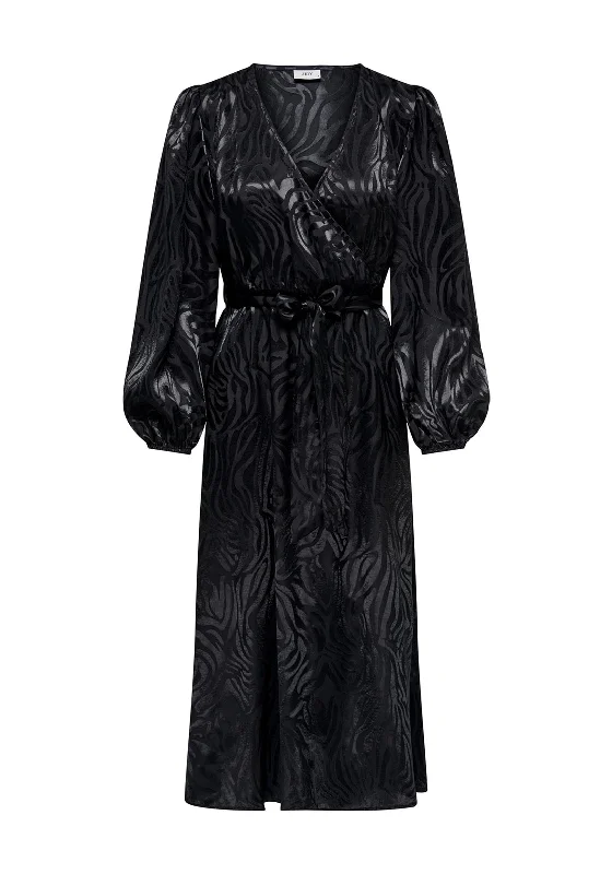 Huge Price Cuts Await!JDY Diffi Print Satin Wrap Maxi Dress, Black