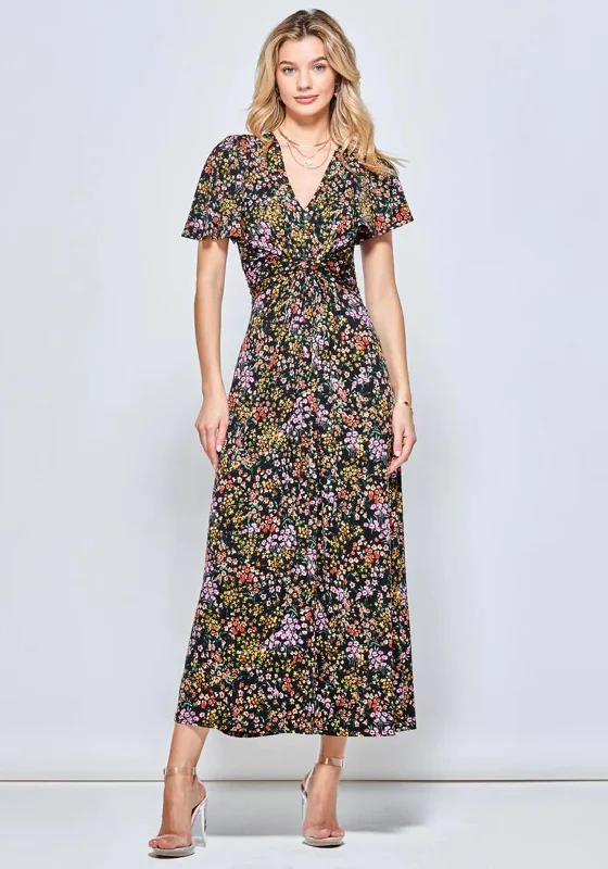 Shop the Hottest Deals!Jolie Moi Twist Front Maxi Dress, Black Ditsy