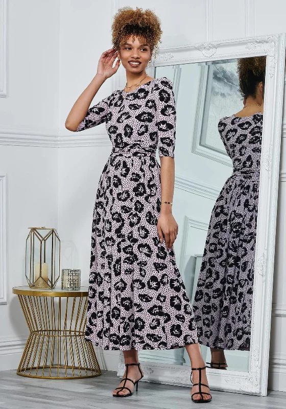 Flash Sale – Act Fast!Jolie Moi Ozella Floral A Line Maxi Dress, Pink & Black