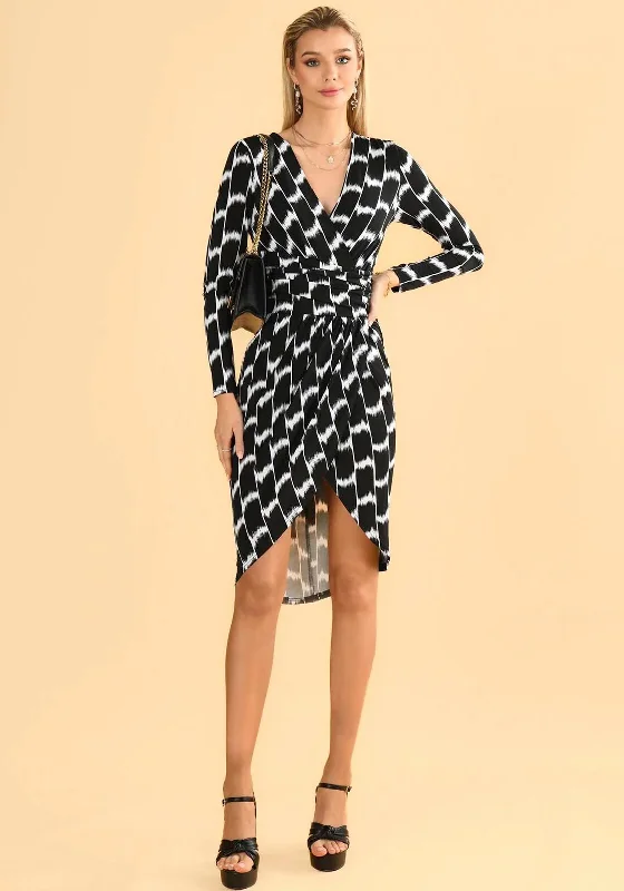 Buy More, Save More!Jolie Moi Phebe Ruched Wrap Print Dress, Black