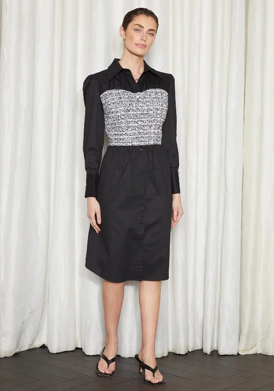 Don’t Wait – Deals Won’t Last!Jovonna Cardinali Tweed Bodice Shirt Dress, Black