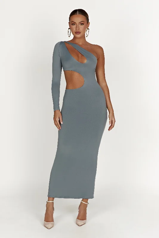 Best Deals Just for You!Joyce Recycled Nylon Cut Out Maxi Dress - Light Charcoal