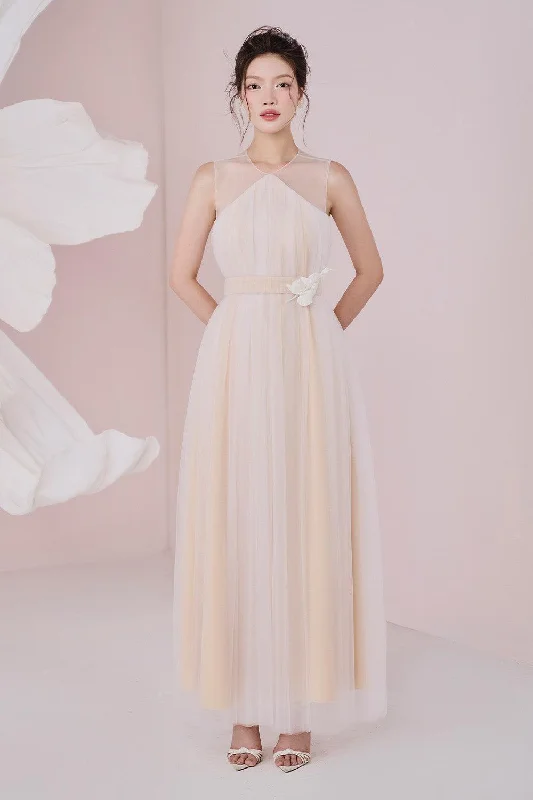 Your Best Deals Are Here!Kalila Gathered Sleeveless Mesh Maxi Dress