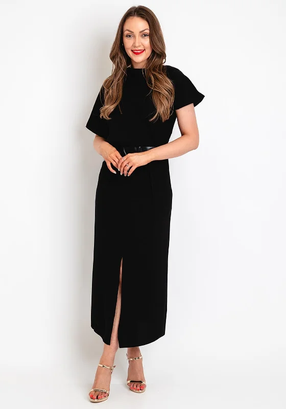 Special Offer – Act Fast!Kameya Faux Leather Banded Waist Maxi Dress, Black