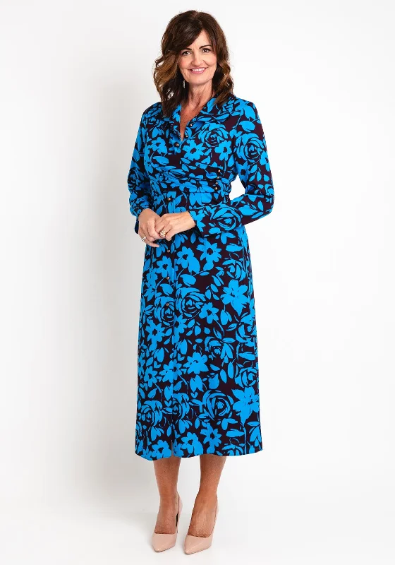 Save More Than Ever!Kameya Brass Button Placket, Floral Print Maxi Dress, Multi