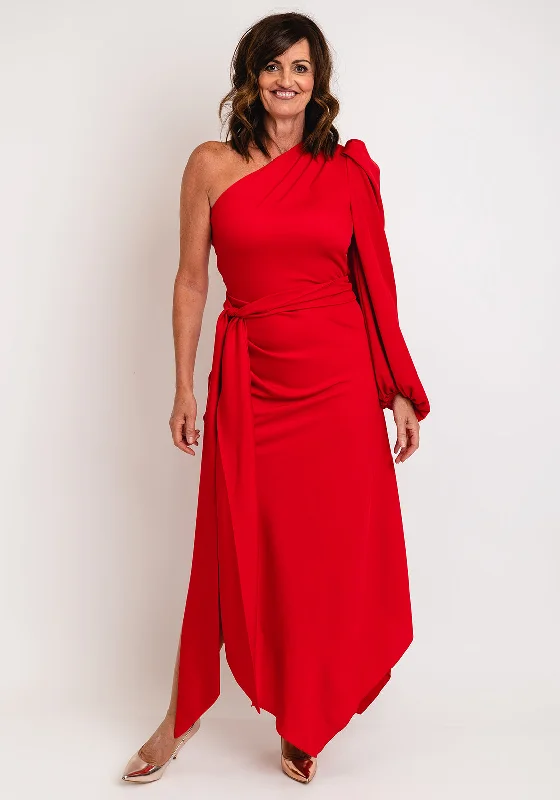 Shop Early, Save Big!Kevan Jon Lila One Sleeve Maxi Dress, Red