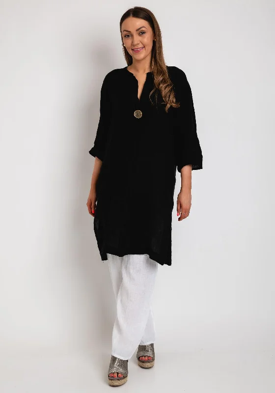 Steals and Deals Await!Serafina Collection One Size Long Tunic Dress, Black