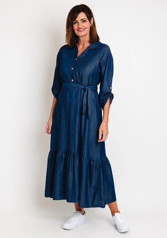 Your Shopping Wish, Our Discount Command!Serafina Collection One Size Belted Maxi Shirt Dress, Denim Blue Your Shopping Wish, Our Discount Command!Serafina Collection One Size Belted Maxi Shirt Dress, Denim Blue