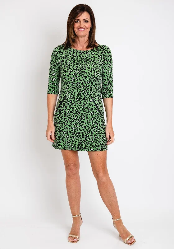 Limited Edition, Limited Price!Serafina Collection Shift Leopard Print Mini Dress, Green Limited Edition, Limited Price!Serafina Collection Shift Leopard Print Mini Dress, Green