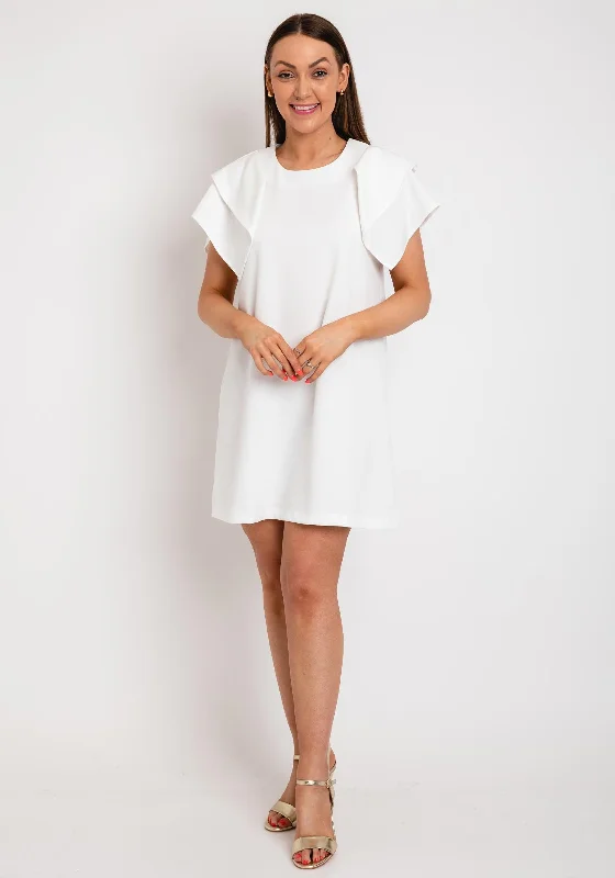 More Discounts, More Joy!The Sofia Collection Frill Sleeve Shift Mini Dress, White More Discounts, More Joy!The Sofia Collection Frill Sleeve Shift Mini Dress, White