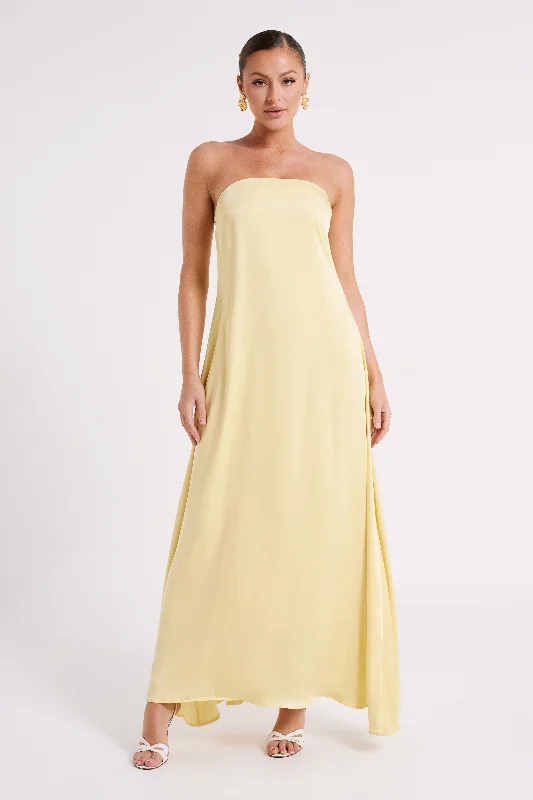 Limited Time Offer!Luisa Strapless Maxi Dress - Lemon