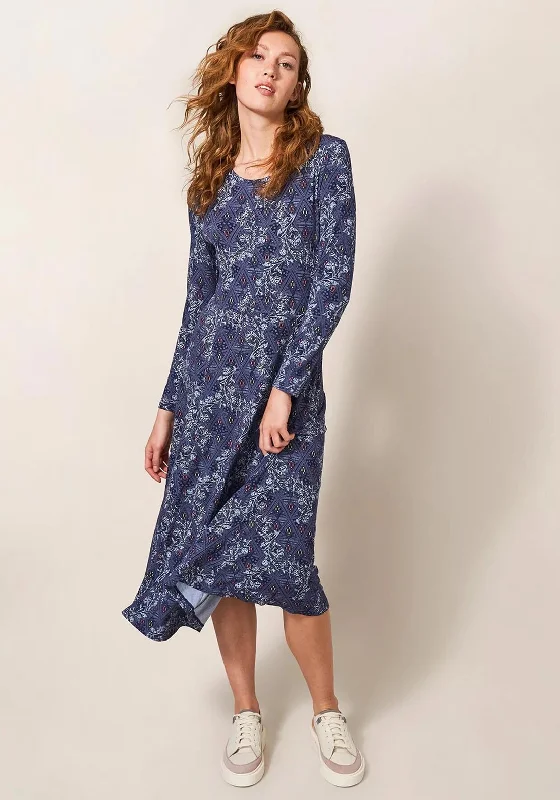 Grab Yours Before It’s Too Late!White Stuff Madeline Patterned Midi Jersey Dress, Blue Multi