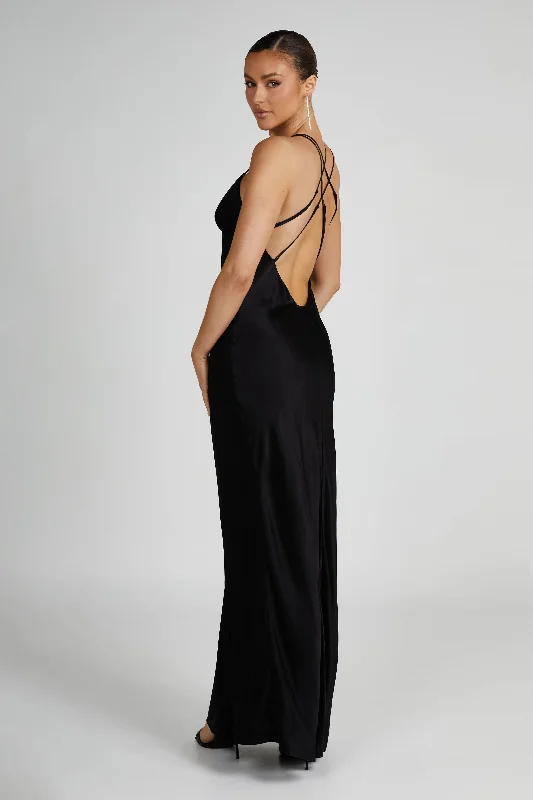 Buy More, Pay Less!Makari Satin Maxi Dress - Black