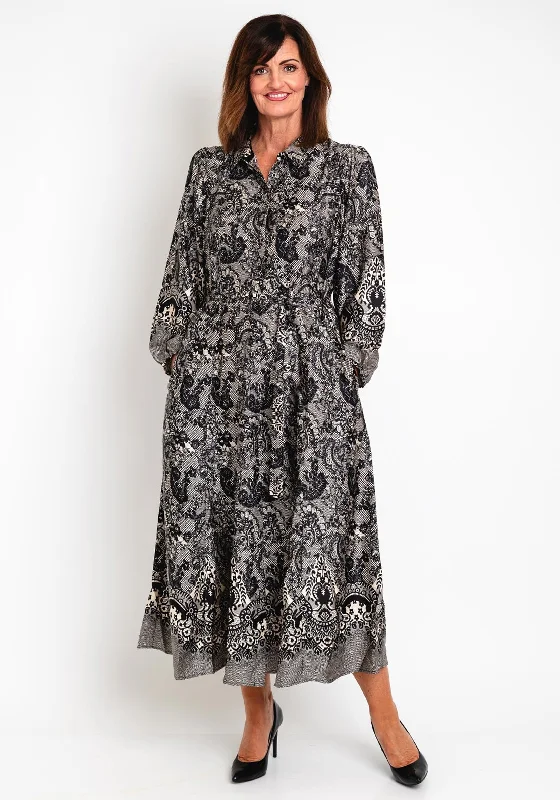 Buy More, Pay Less!Malissa J Lace Print A-line Maxi Dress, Black
