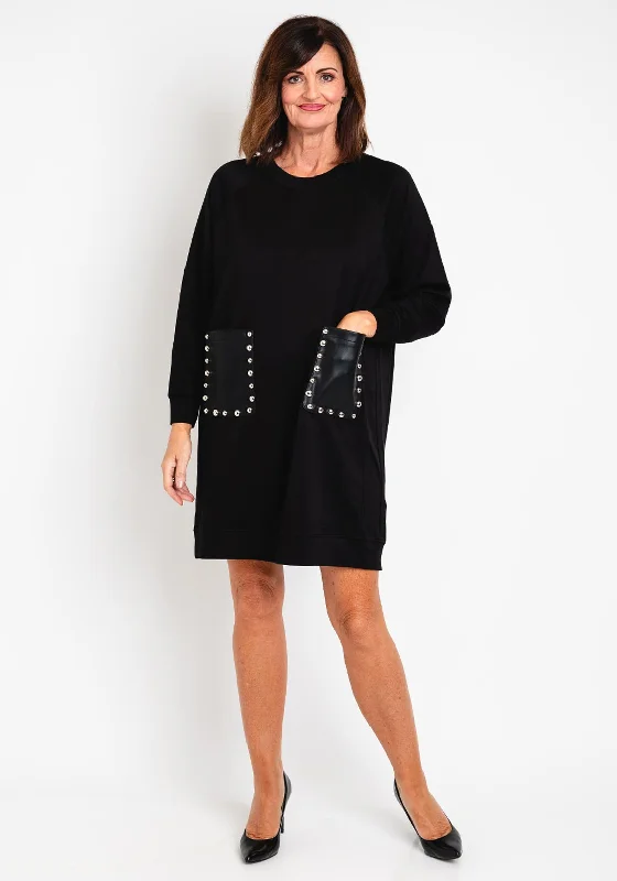 Don’t Wait – Deals Won’t Last!Natalia Collection One Size Faux Leather Pocket Jumper Dress, Black Don’t Wait – Deals Won’t Last!Natalia Collection One Size Faux Leather Pocket Jumper Dress, Black