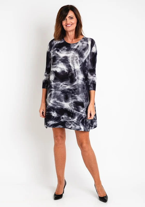 Price Drop Alert!Malissa J One Size Pleated Print Mini Dress, Grey